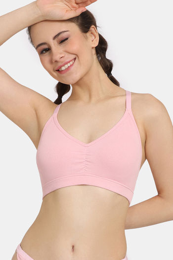 Buy Rosaline Fruitology Double Layered Non Wired Medium Coverage Bralette - Coral Blush